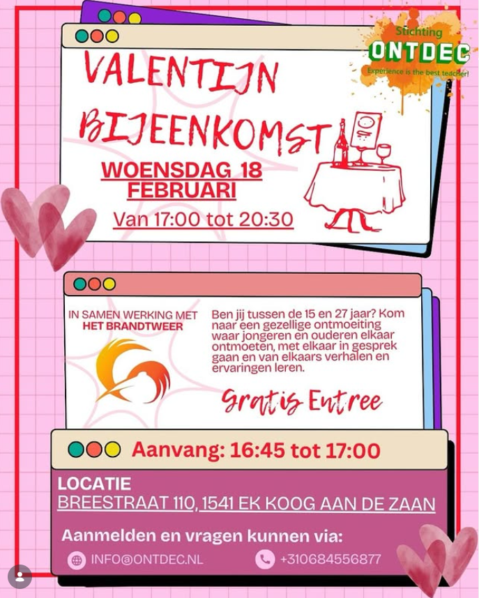 Een avondje vol gezelligheid met hapjes en muziek, voor iedereen tussen de 15 en 27 jaar.